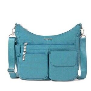 Baggallini Crossbody Bag Women's Medium Teal Green Nylon Travel Zip Pockets NWOT